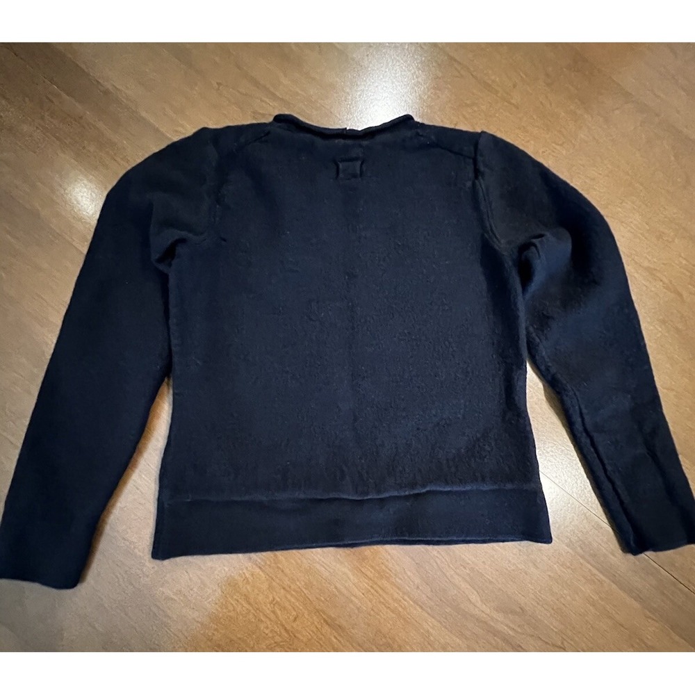 Hannes Roether Black Wm's Virgin Wool Sweater Size XS Rolled Hem Collar - Picture 11 of 15